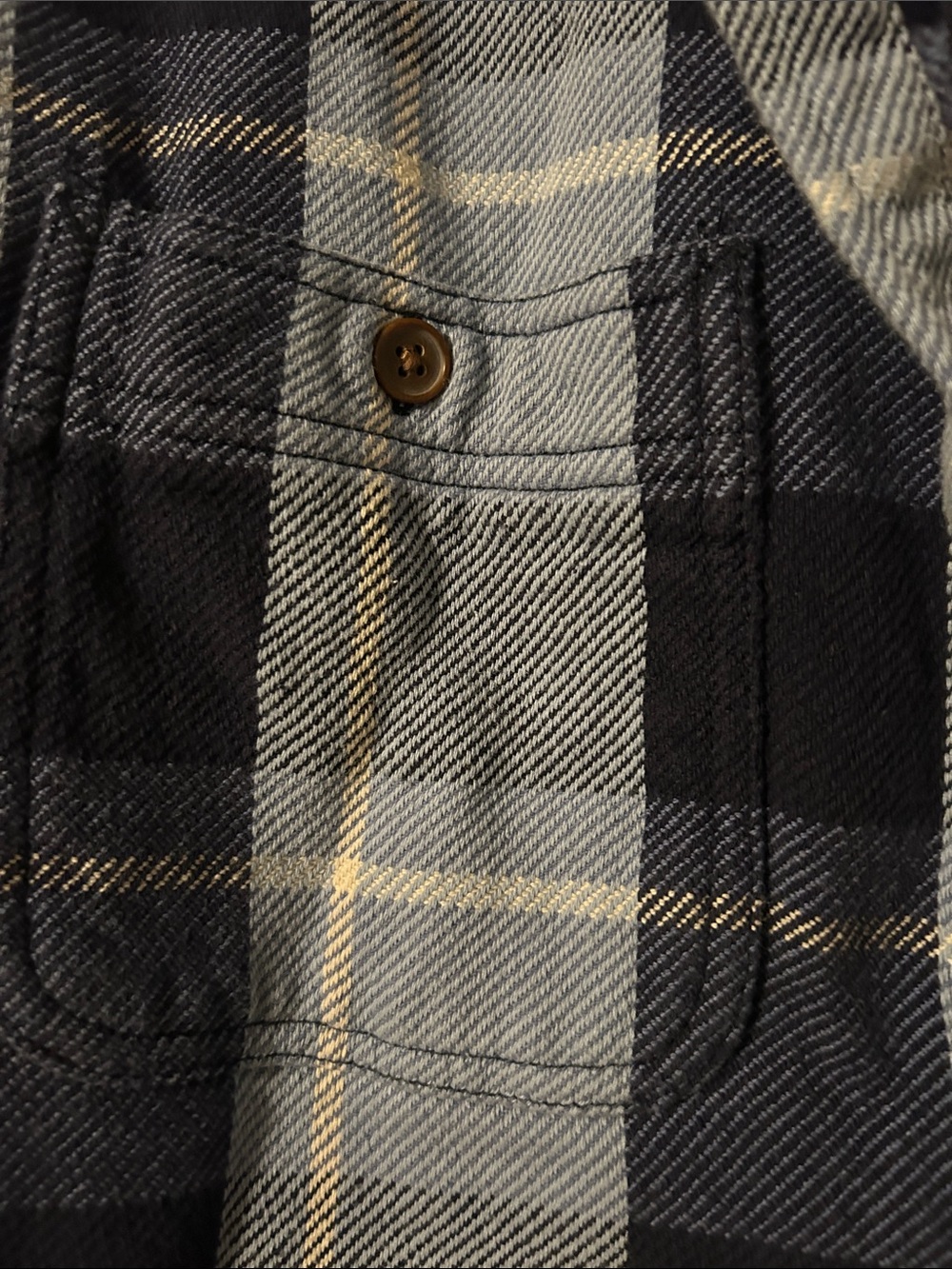 Old Navy Navy and Light Blue Plaid Button-Down Shirt - Picture 3 of 4